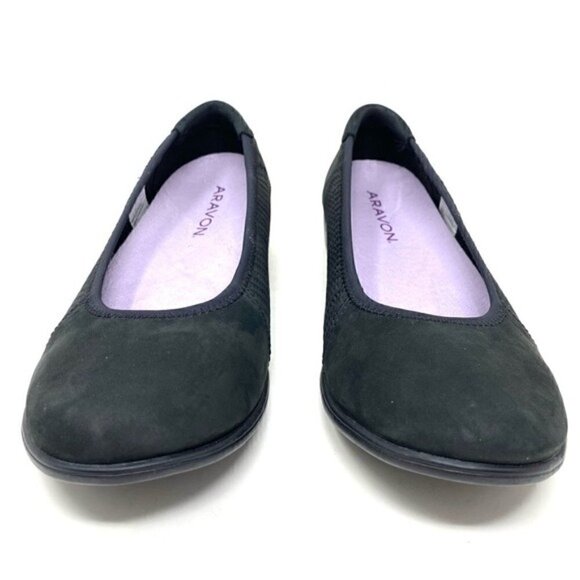 Aravon Black Abbey Ballet Flat NARROW - Picture 3 of 7